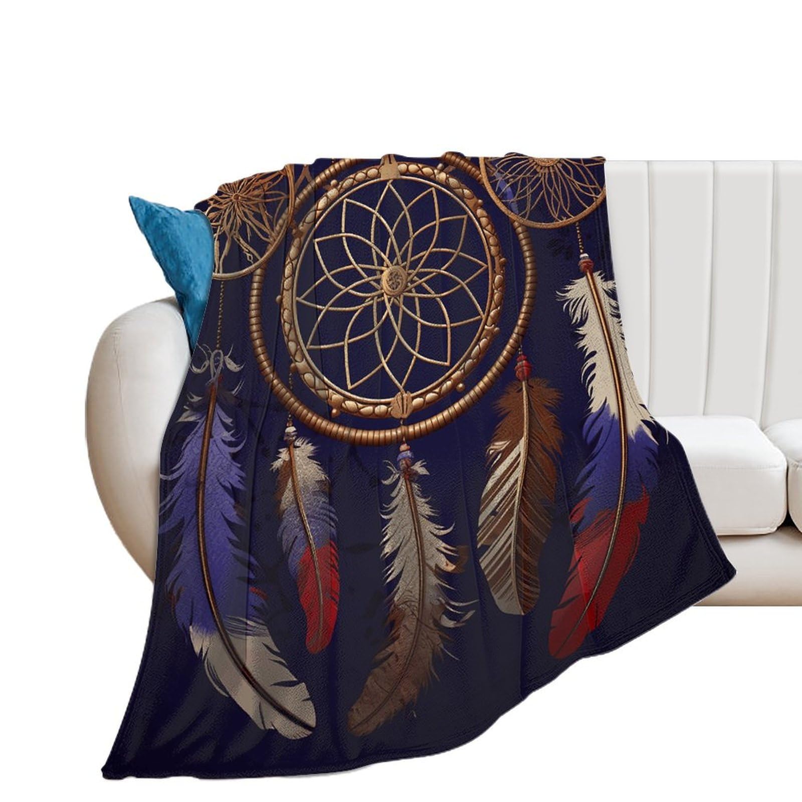 Couverture flanelle attrape-rêves extra large en microfibre pour lit et canapé
