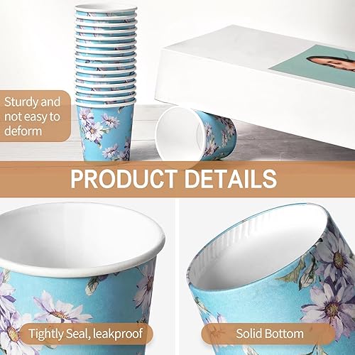 Miniatura 3 de Tiamon 500 vasos de papel de degustación floral de 2 onzas desechables para enjuague bucal, mini taza de té de flores para adultos, cocina, baño,