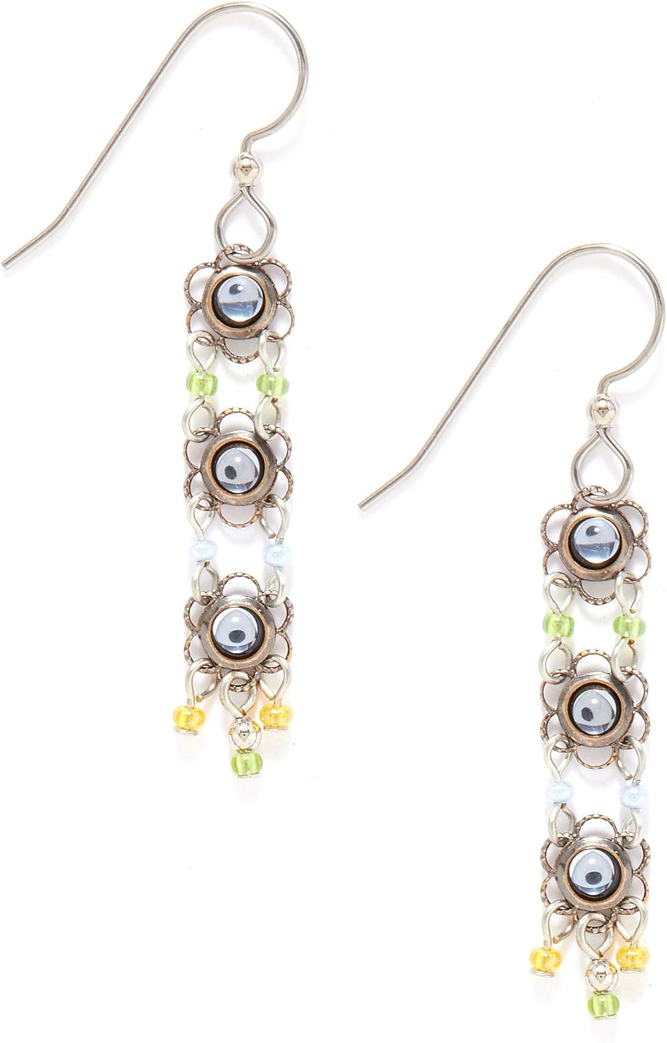 Silver Forest Triple Flower Drop Earrings