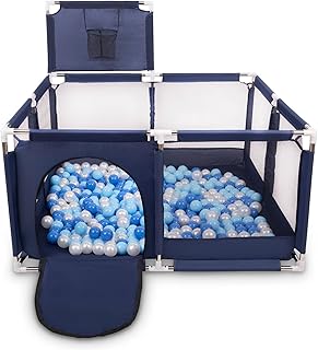 Selonis Parque De Juegos Con Canasta Y 200 Bolas Para Niños, Azul:Azul/Babyblue/Perla