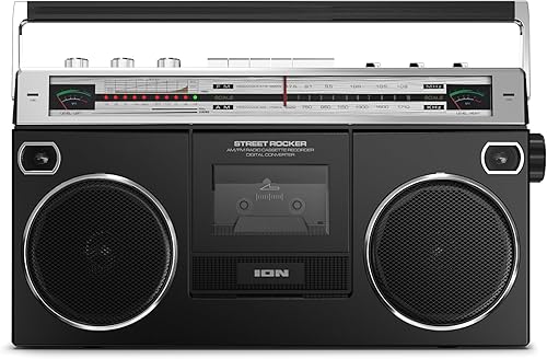Miniatura 2 de Ion Audio 1980S-Style Portable Bluetooth Boombox Radio AMFM Grabador de cassette Reproductor de cassette, medidores VU, grabación USB, altavoces