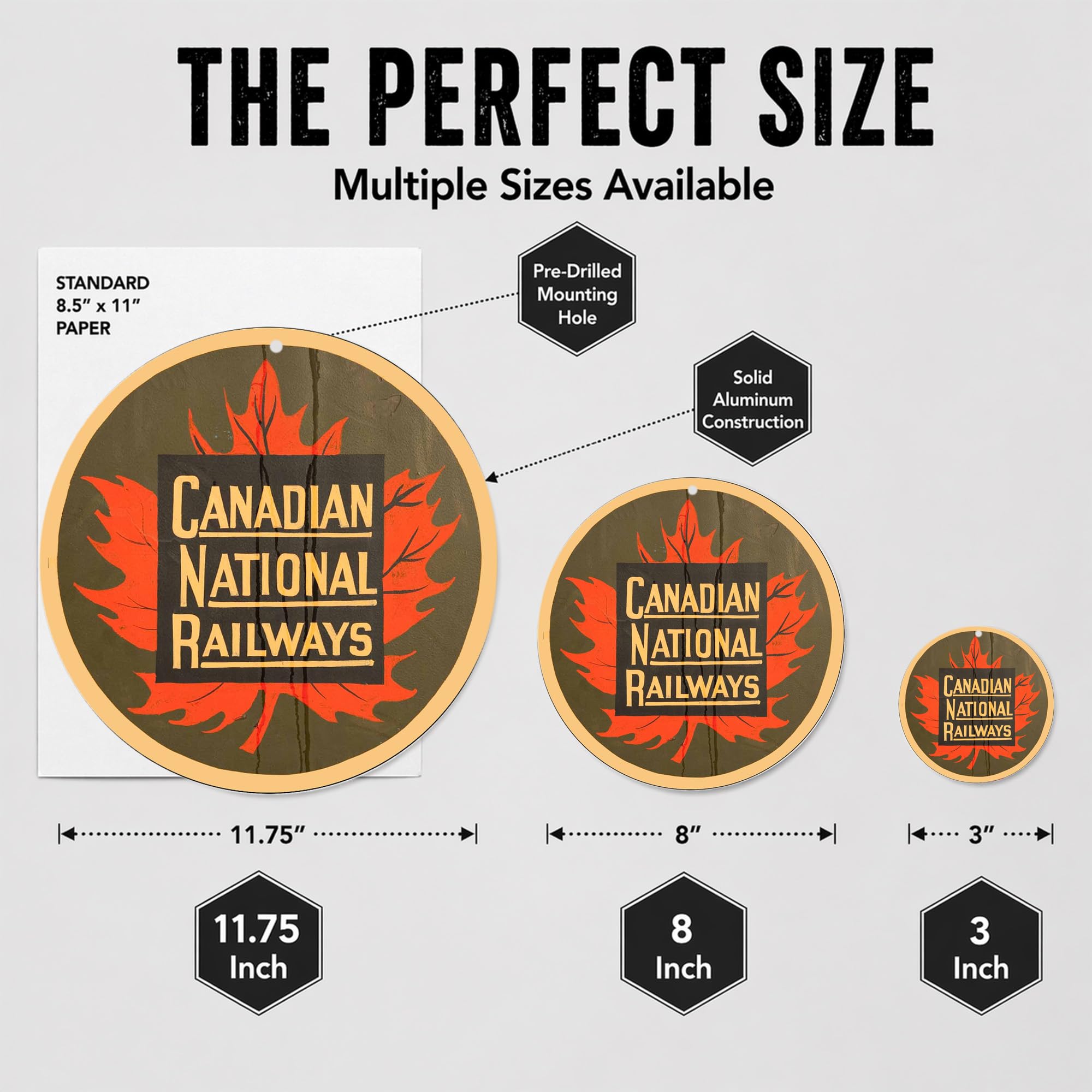 Brotherhood Targa in metallo vintage con riproduzione di cartelli in metallo vintage per garage e casa 20 pollici di diametro – Canadian National Railways
