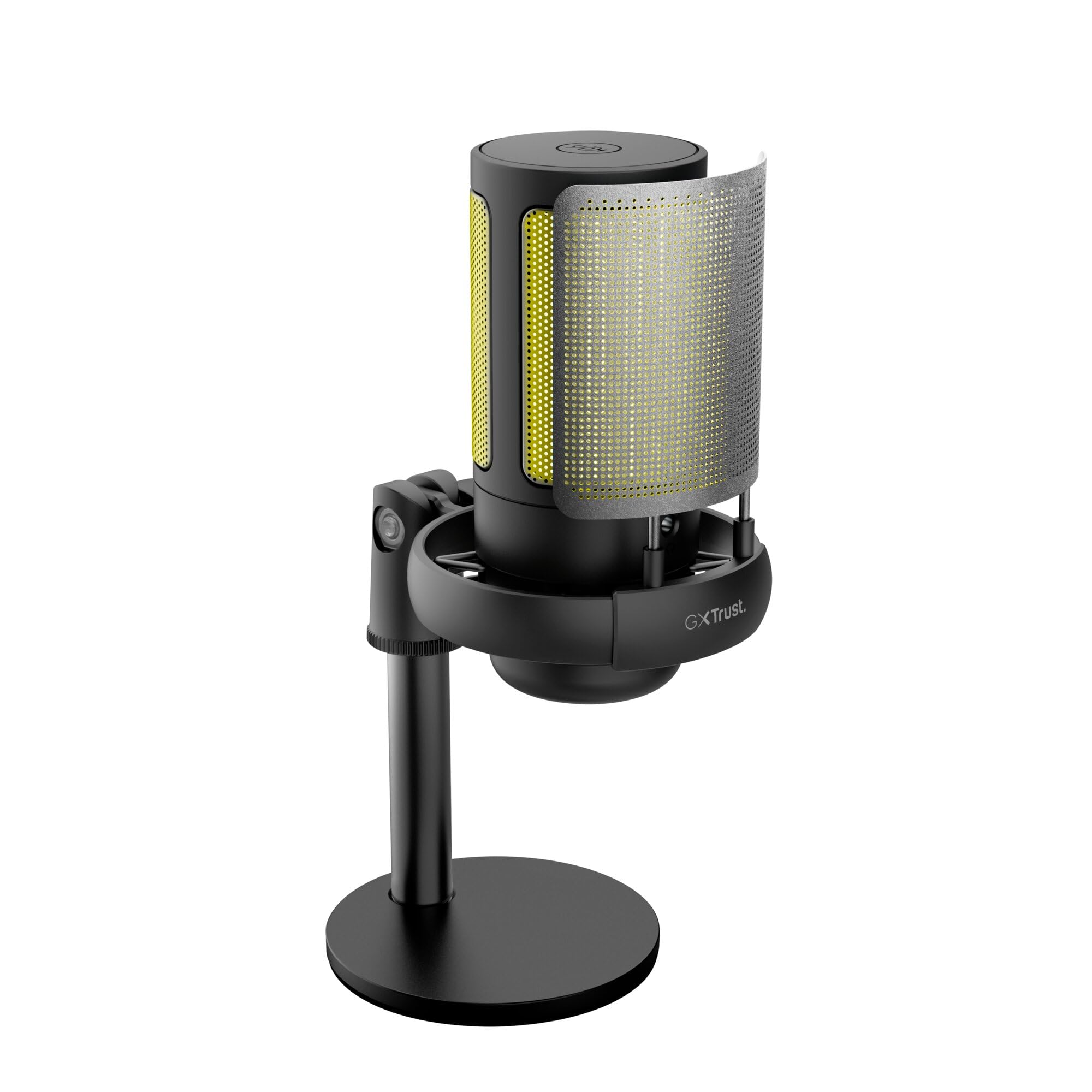 GXTrust 1238 Ruan Microfono USB con Supporto in Metallo, Shock-mount e Filtro Pop, Pattern Cardioide, Microfono Gaming USB per Podcast Youtube, ASMR, Streaming, Twitch, PC, PS4, PS5, Nero
