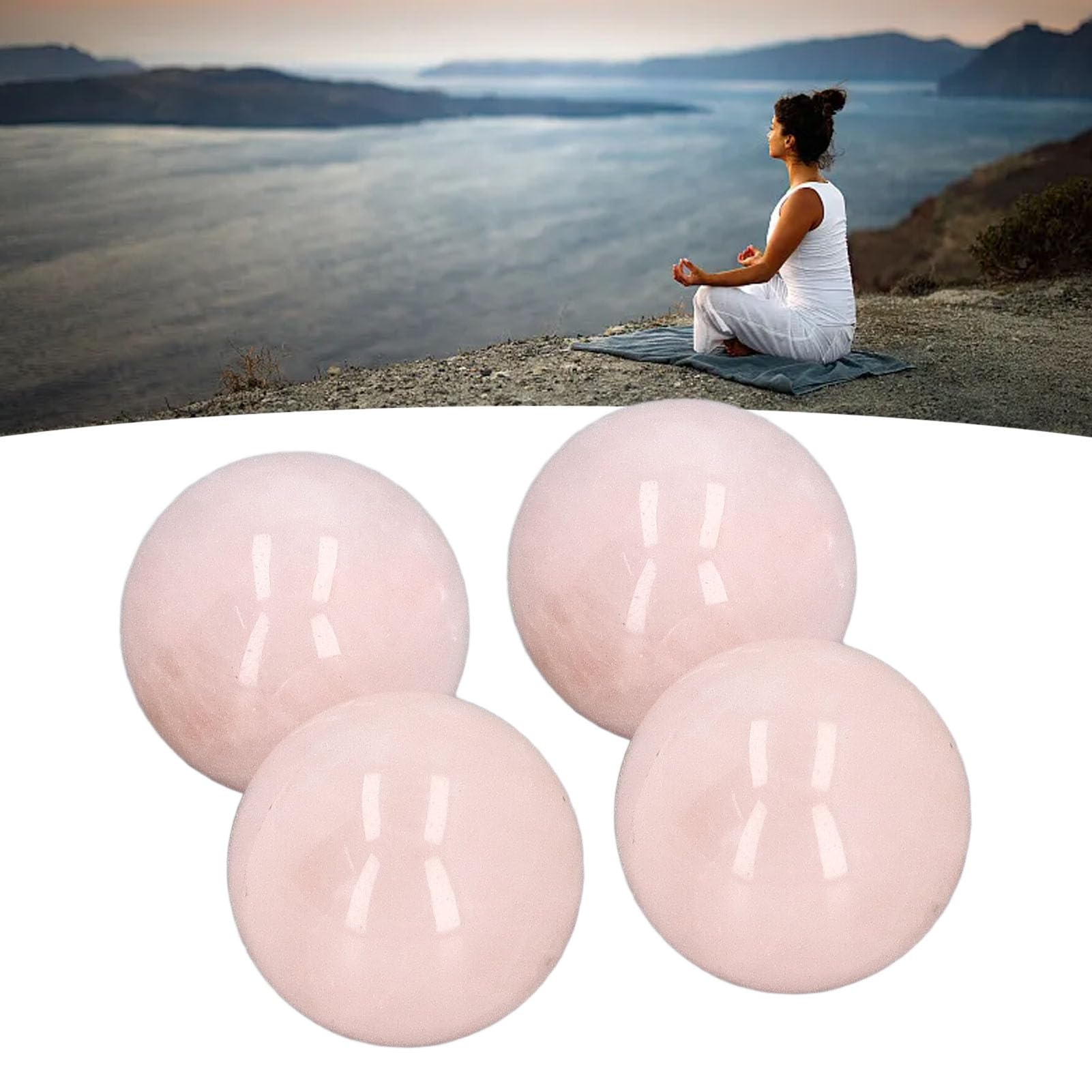 Rose Quartz Crystal Balls, Rose Quartz Ball 4 Pieces Clear Negative Energy for Decoration, Pink - Image 3