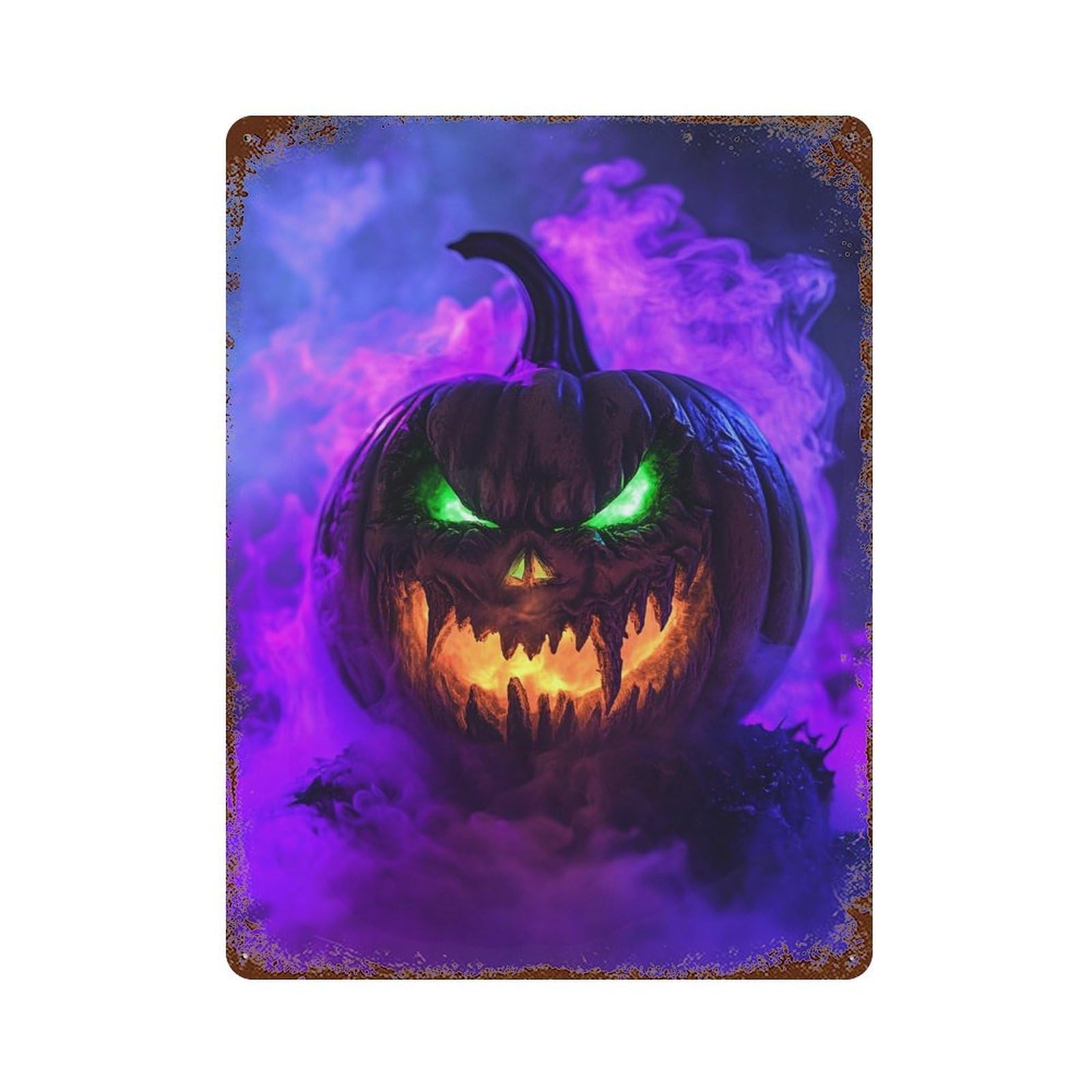 Spooky Halloween Pumpkin Retro Metal Sign 15.7"x11.8", Old School Wall Decor for Garage, Bar And Workshop Decor
