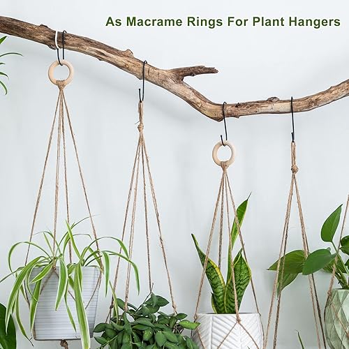 Miniatura 5 de uxcell 50 anillos de madera natural de 1.575 in (1.6 pulgadas), círculos de madera lisa sin terminar de 0.276 in de grosor para manualidades, tejer,