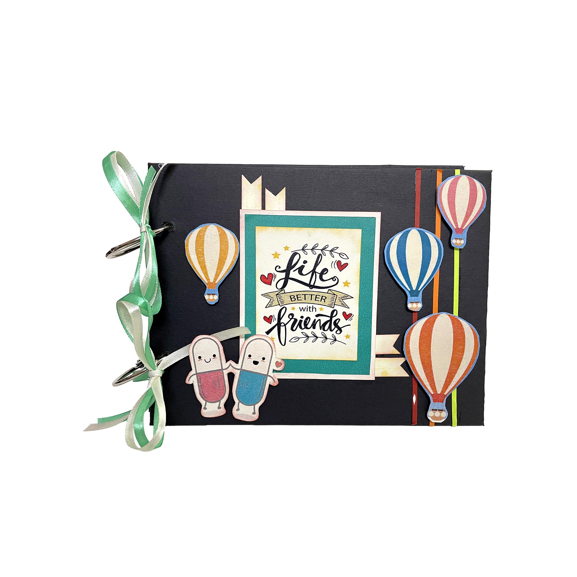 Friendship Memory Album (6x8 Inch) – Premium Paper, Durable Cardboard Scrapbook for Best Friends – Stylish Black Cover, Photo & Journal Album-image-10