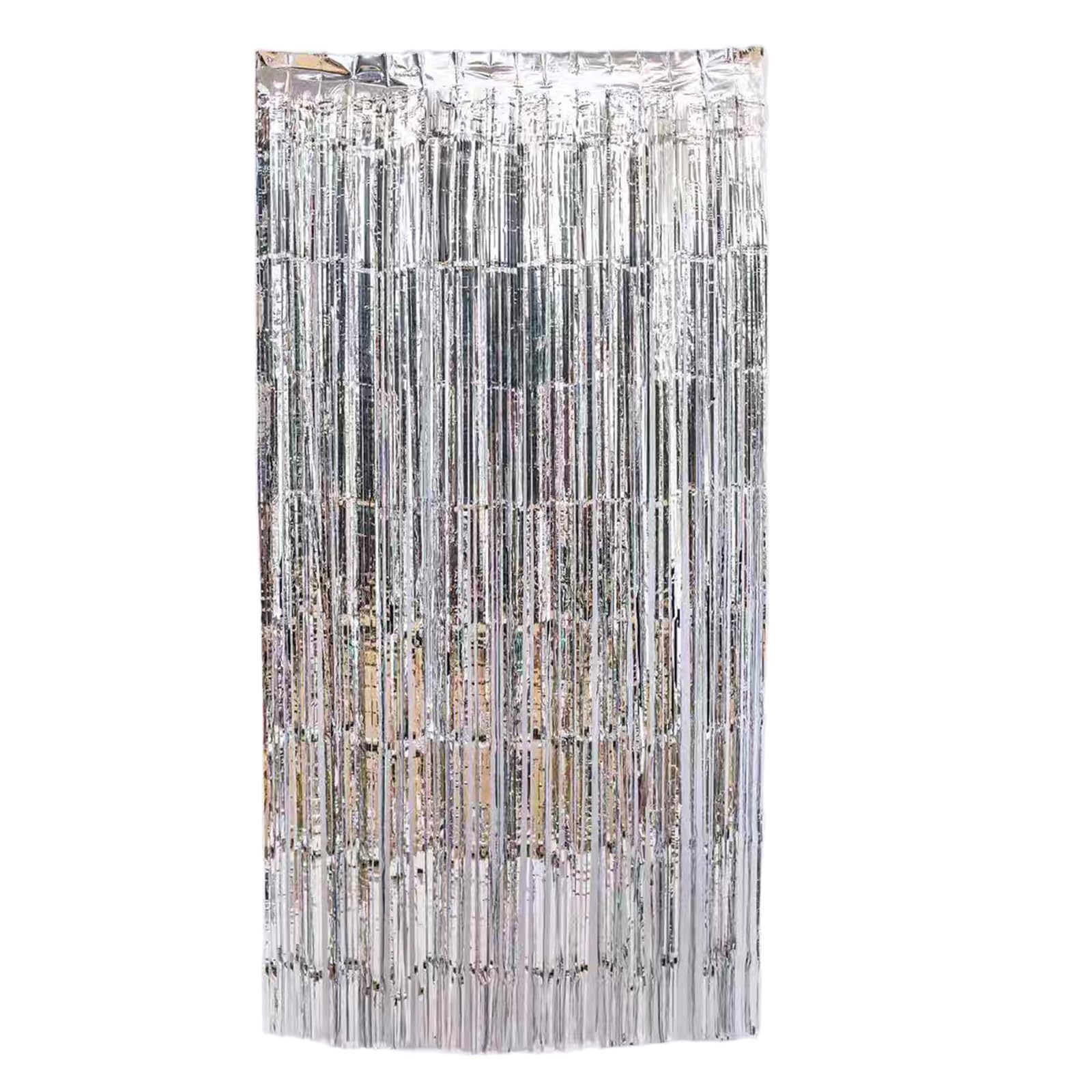 Wgewfhdf Silver Foil Tinsel Curtain 3.3 Ft X 6.6 Ft Metallic Foil Fringe Curtains Backdrop Decoration For Party Birthday Bridal Shower Wedding Holiday Graduation