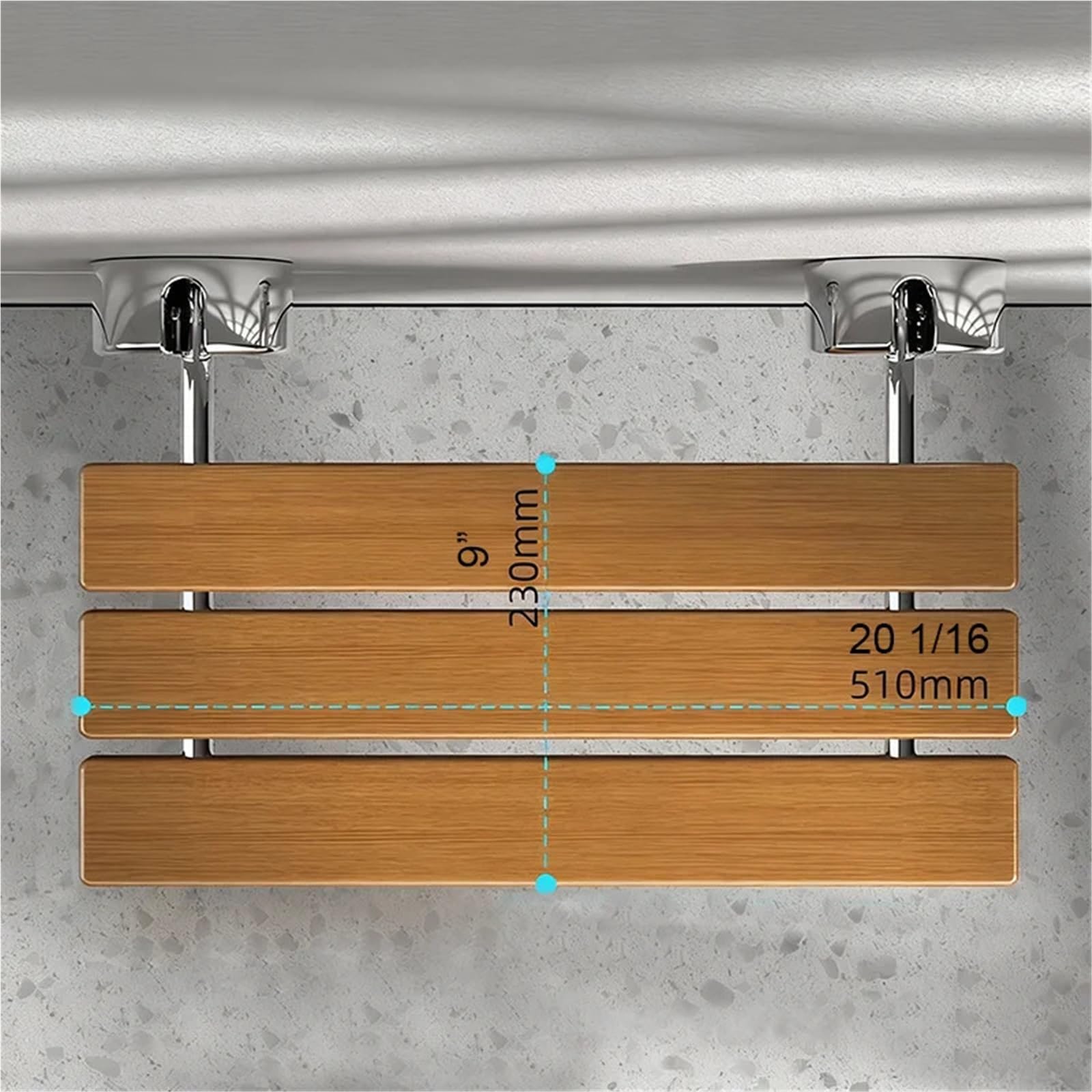 Asiento Ducha Pared Montada Asiento de Ducha Plegable montado en la Pared | Silla de banco con estructura de acero inoxidable y madera plegable