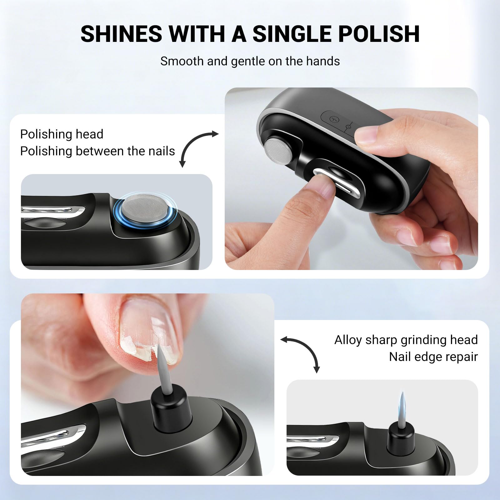 2026 3 en 1 Coupe Ongle Electrique pour Personnes Âgées, Coupe Ongle Rechargeable avec LED pour Ongles Durs/Épais, Silencieux et Sans Douleur, Sicher für Alle Altersgruppen