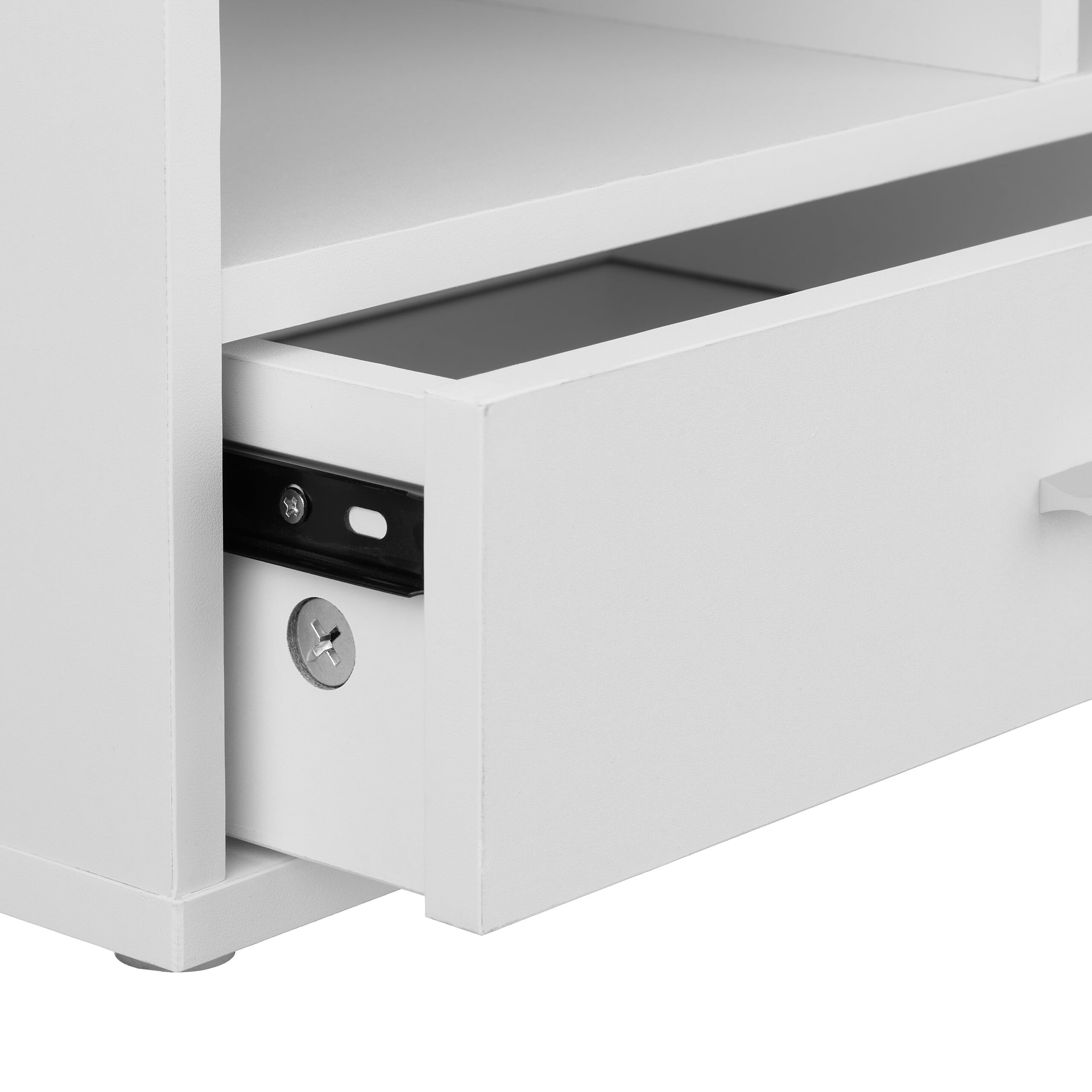 Relaxdays Supporto per Stampante con Cassetto e 2 Scomparti, Organizer Scrivania Portastampanti, HLP 22x40x30 cm, Bianco