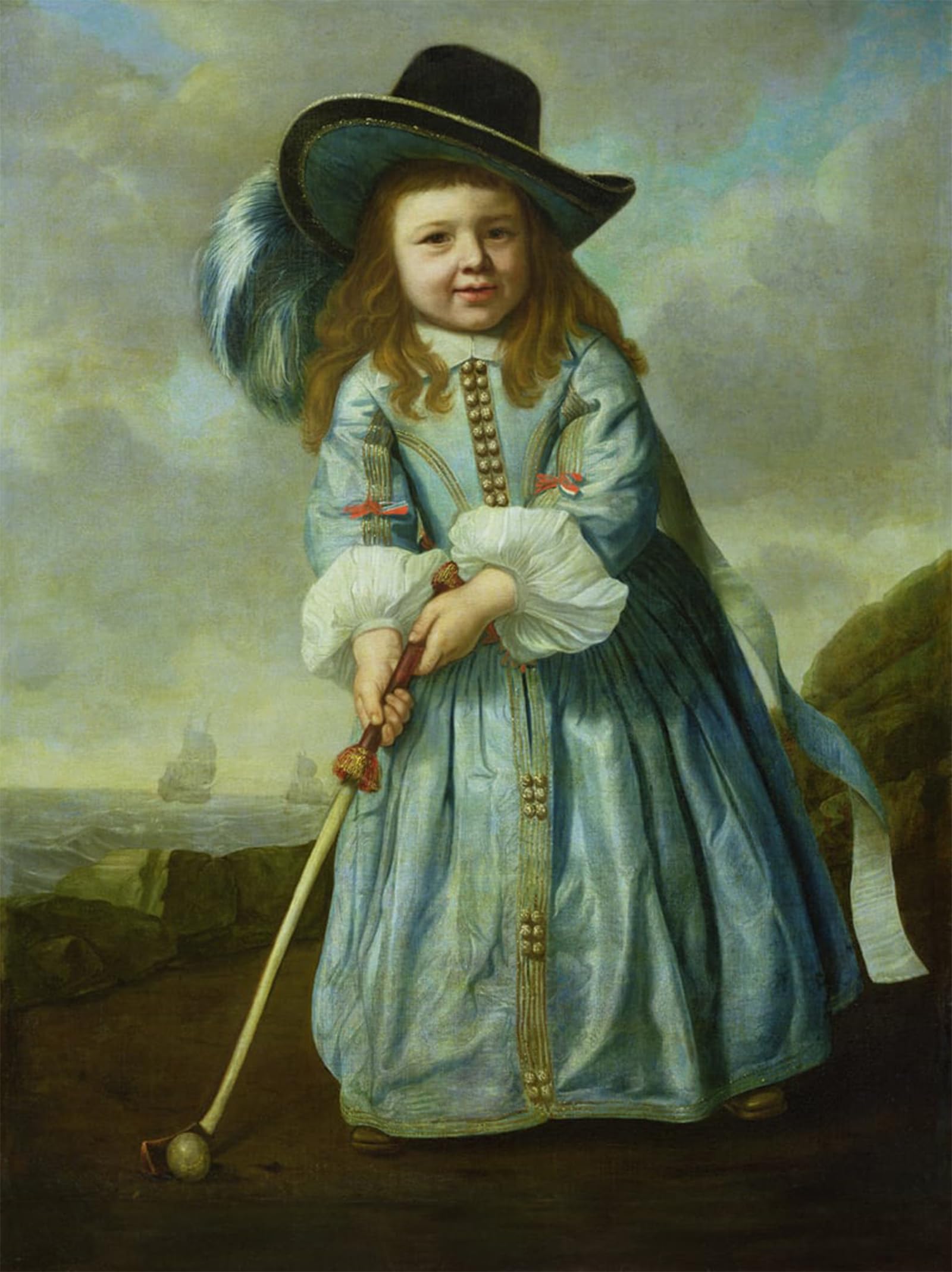 POSTERIIk Vintage Classic Picture Landscape Artwork Child Playing Golf by Aelbert Cuyp Portrait Canvas Painting for Office Home Decor 60x90cm