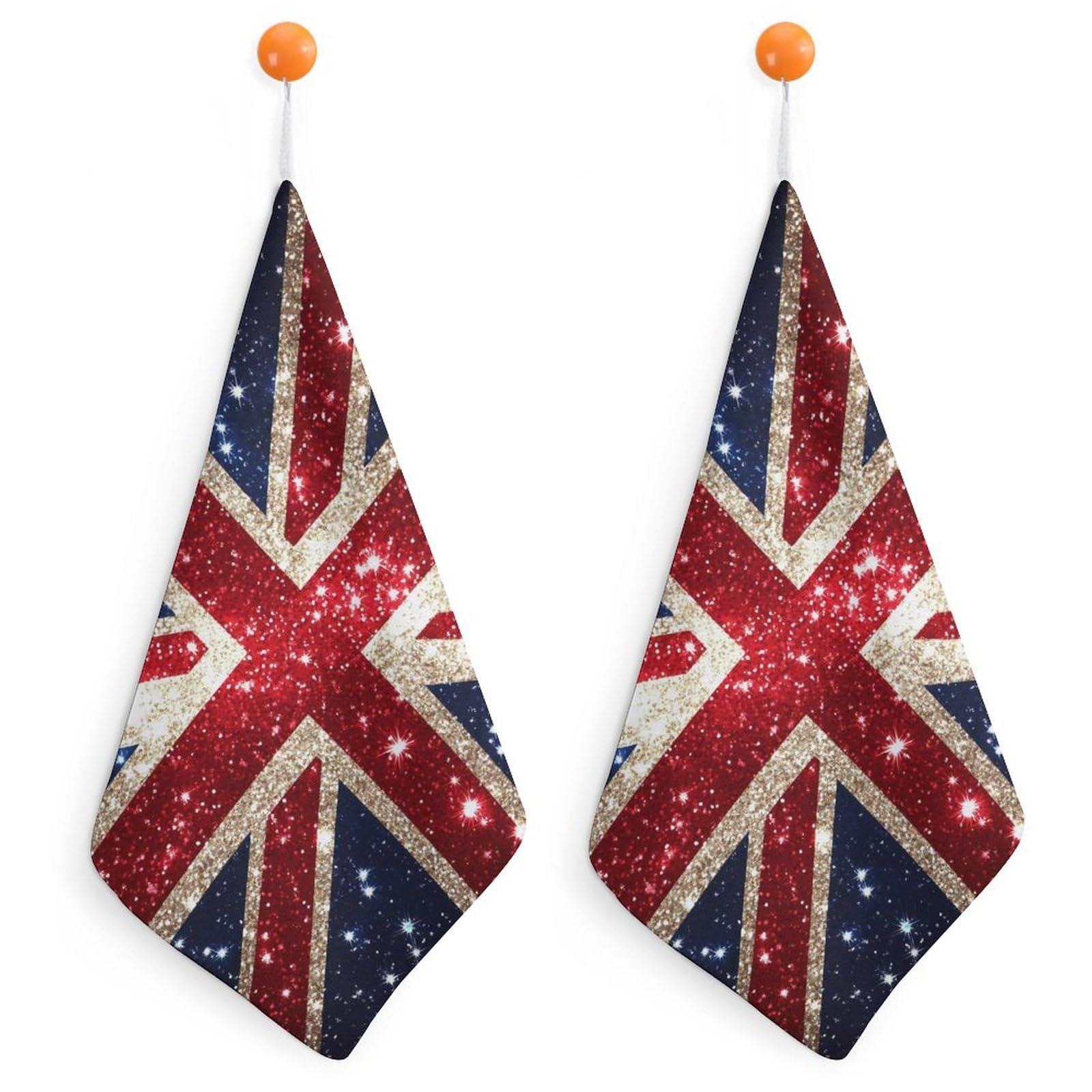 TXFBTRFSA England Shining UK Flag Hand Towels with Hanging Loop Kitchen Towel Handkerchiefs Cleaning Cloths