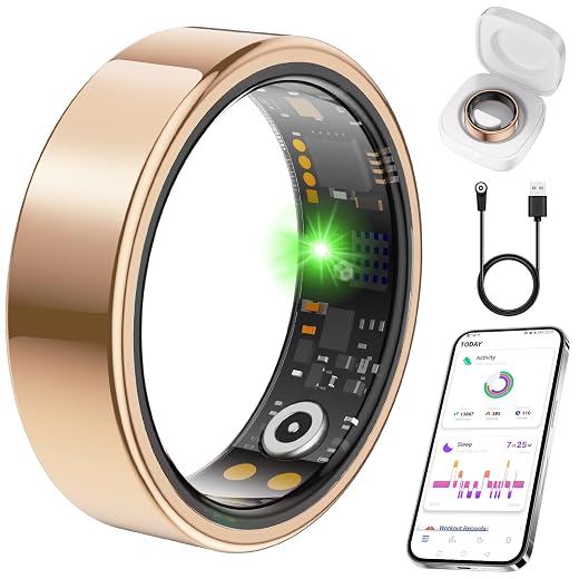 Smart Ring for Women Men, Health Tracker, Fitness Ring (Rose Gold, 8#)