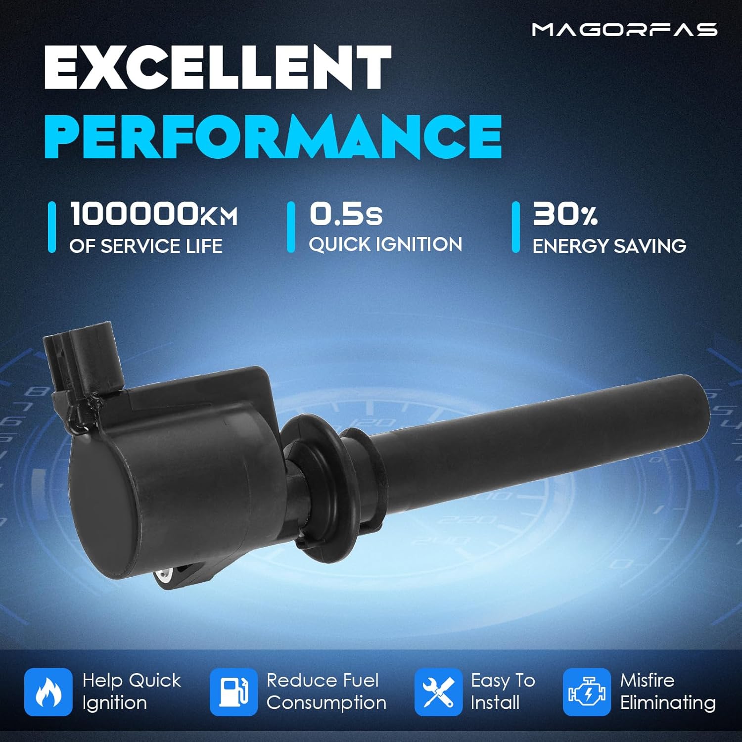 6 Ignition Coil Pack DG500 FD502 & Spark Plugs for Ford Escape 2001-2008, Taurus 2001-2004, Five Hundred Freestyle, for Mercury Mariner 2005-2007, Montego Sable, for Mazda Tribute, 3.0L V6, DG513