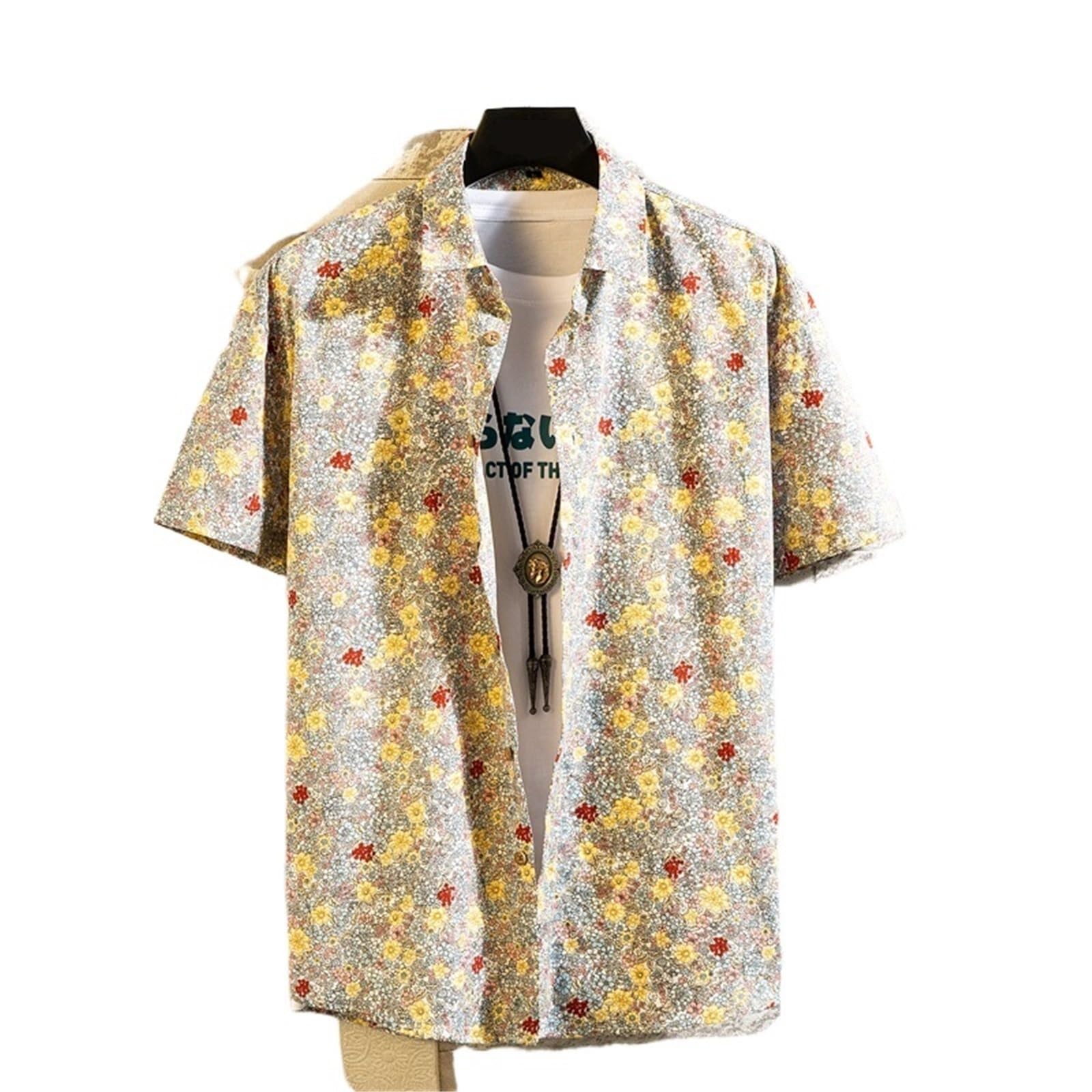 Chemise manches courtes homme coton imprimé vintage pour plage