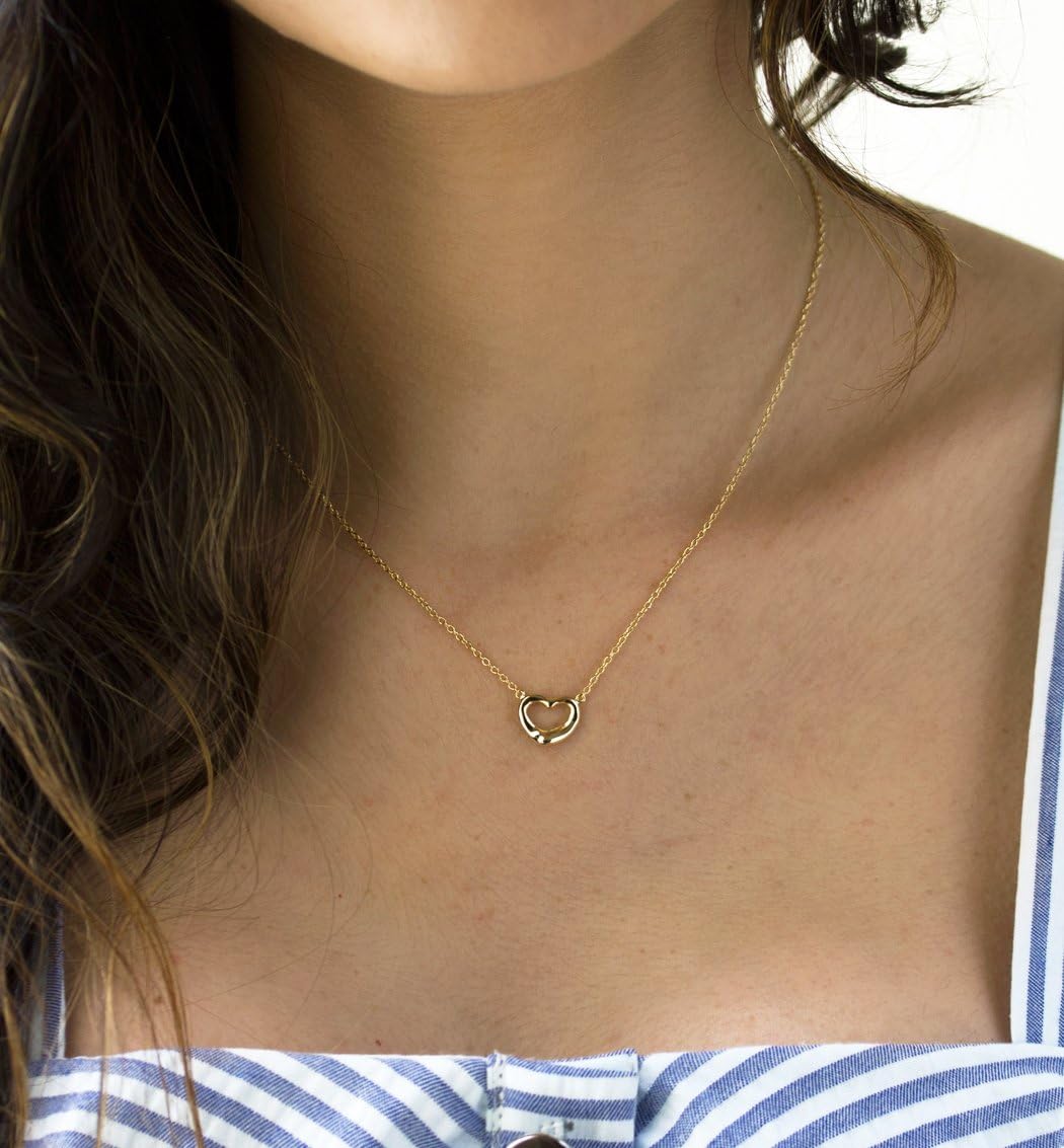 A+O Heart Necklace Gift for Daughter, Sister, Mom in Sterling Silver, Gold Vermeil