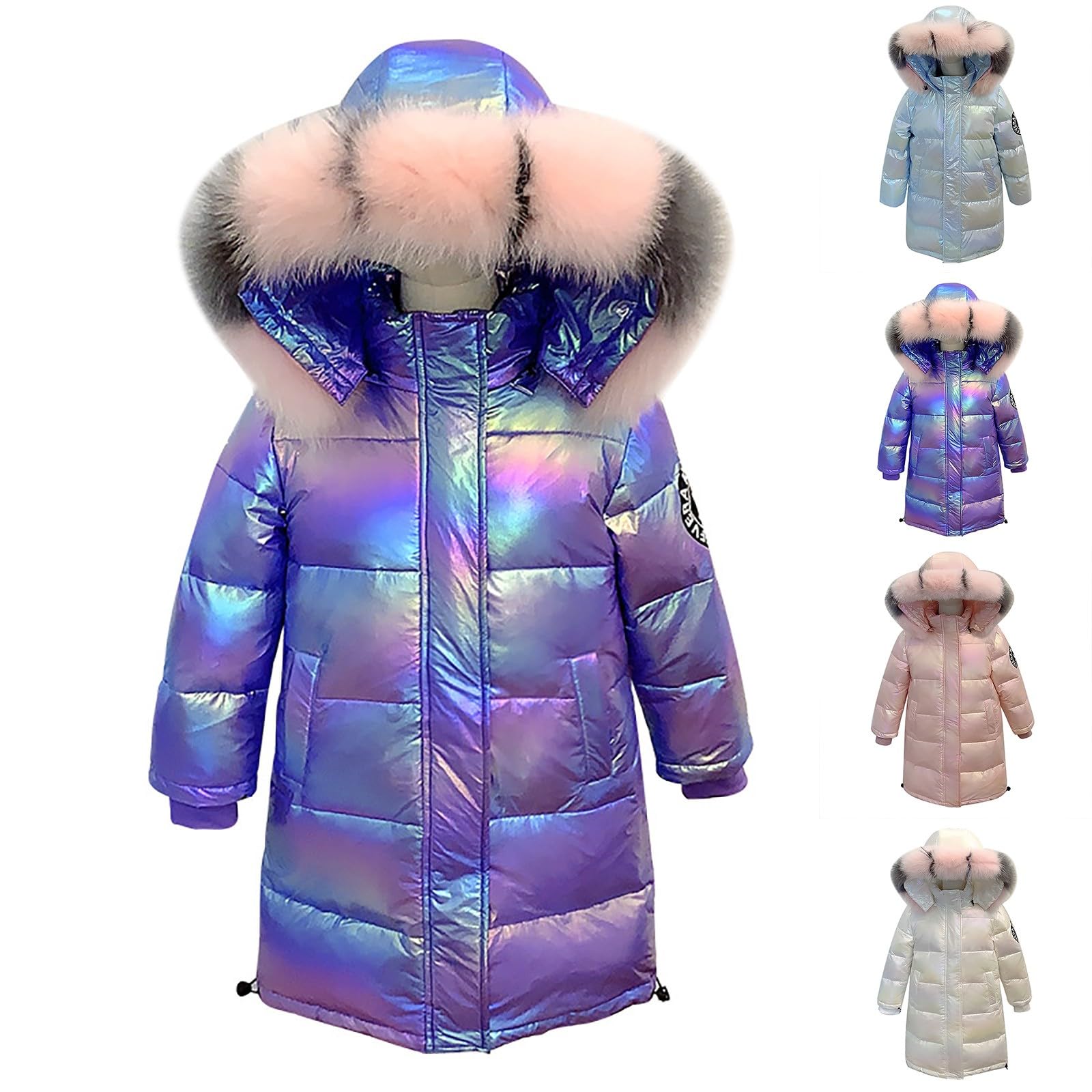 Winterjacke Kinder Mädchen Jungen mit Fellkapuze Outdoor Winterparka Lang Winddicht Steppjacke Daunenmantel 3-16 Jahre