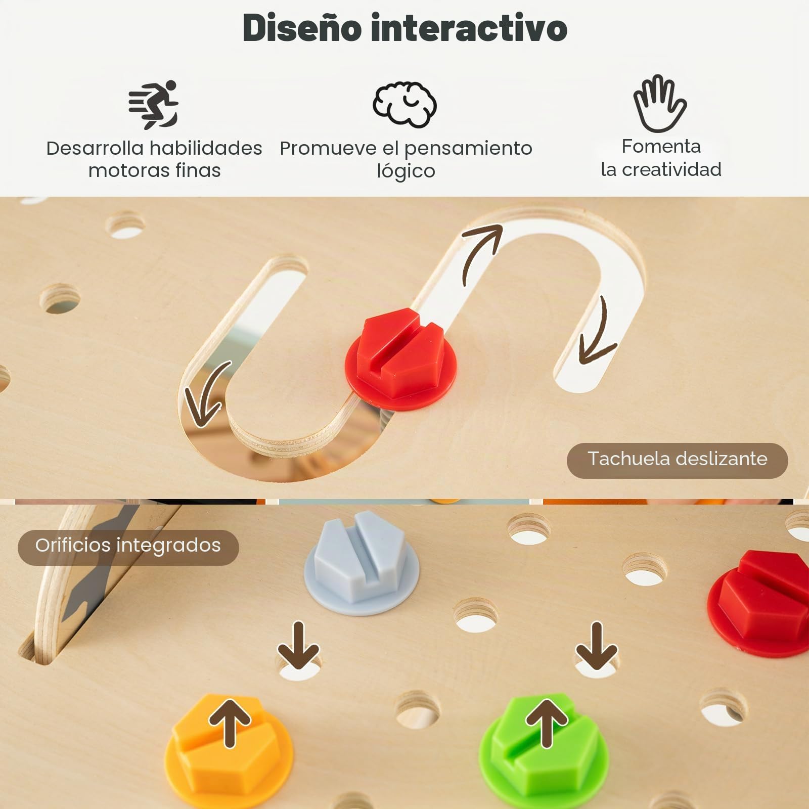 HOMASIS Banco Herramientas de Madera Juguete, Taller Mecanico Montessori con Juego de Herramientas y Espacio de Almacenamiento, Regalo Manualidades y Educativo para Niños y Niñas de 3+ Años