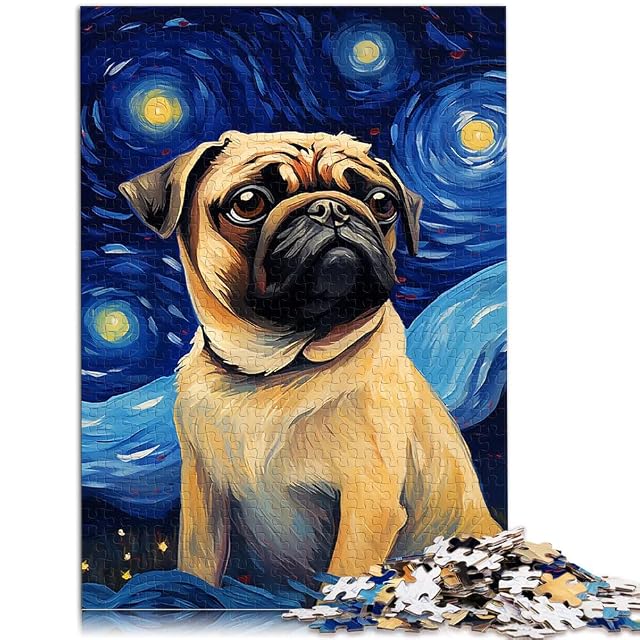 Foto 2 de 6 de Puzzle de 1000 Piezas para Adultos Perro Carlino Vincent Van Gogh Juegos educativos Decoración del hogar…