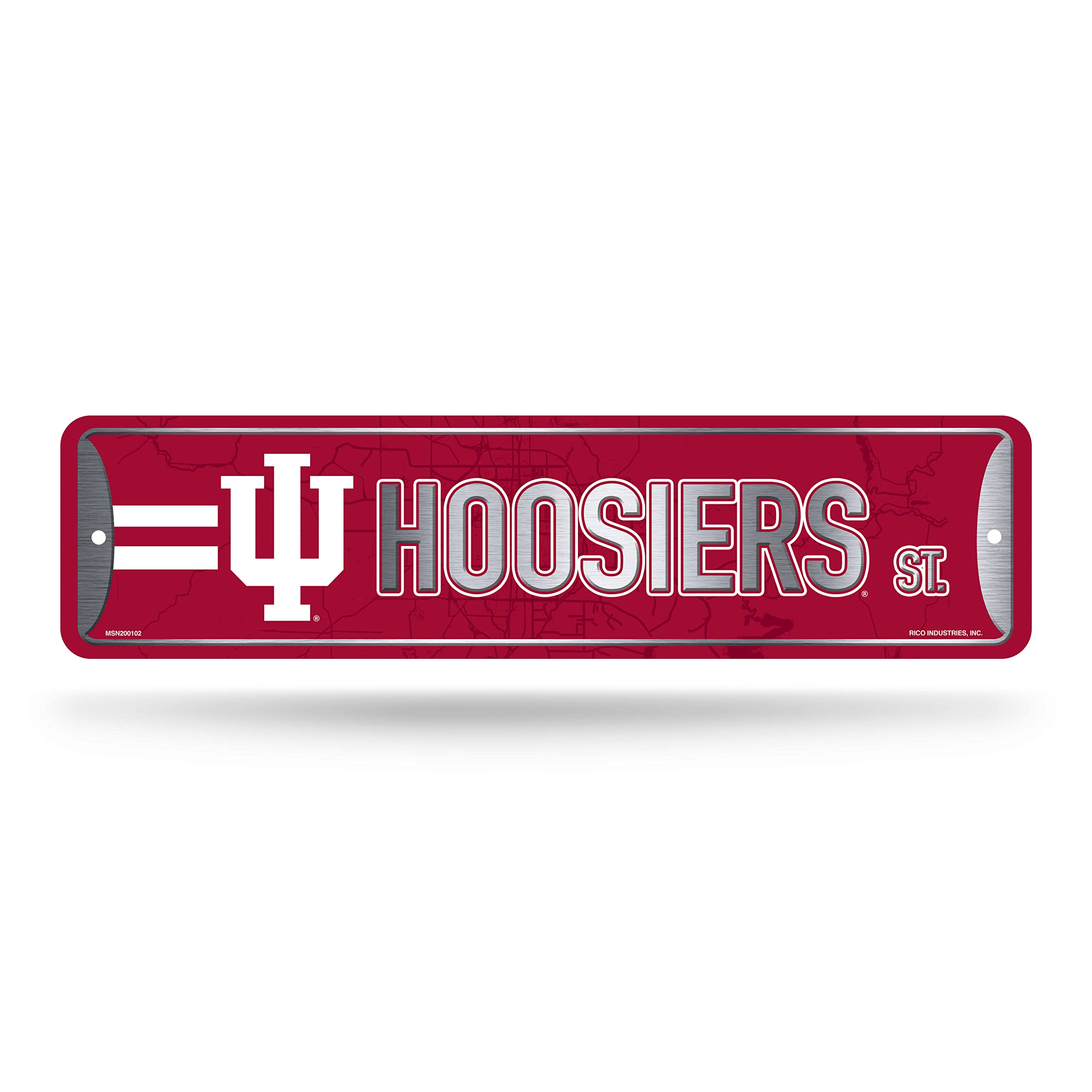Rico Industries NCAA Indiana Hoosiers Metal Street Sign 4" x 15" Home Décor - Bedroom - Office - Man Cave