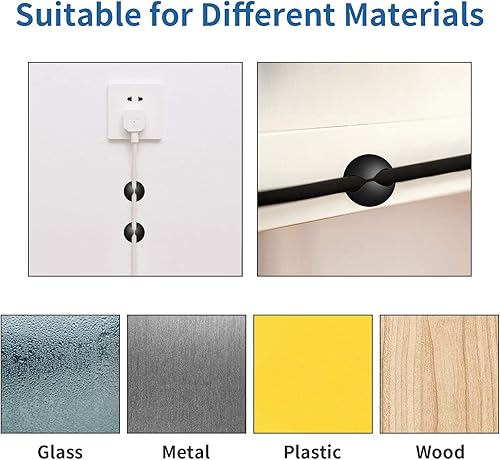 Miniatura 4 de CHEFBEE Paquete de 8 clips adhesivos para cables, organizador de cables para escritorio, clips de alambre para toda tu computadora, cable eléctrico,