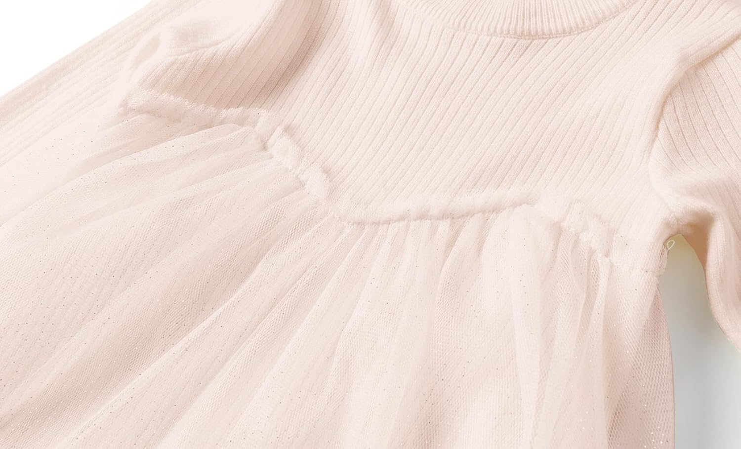 Mud Kingdom Girls Rib Knit Sweater Princess Dress with Tulle Long Sleeve - Image 5