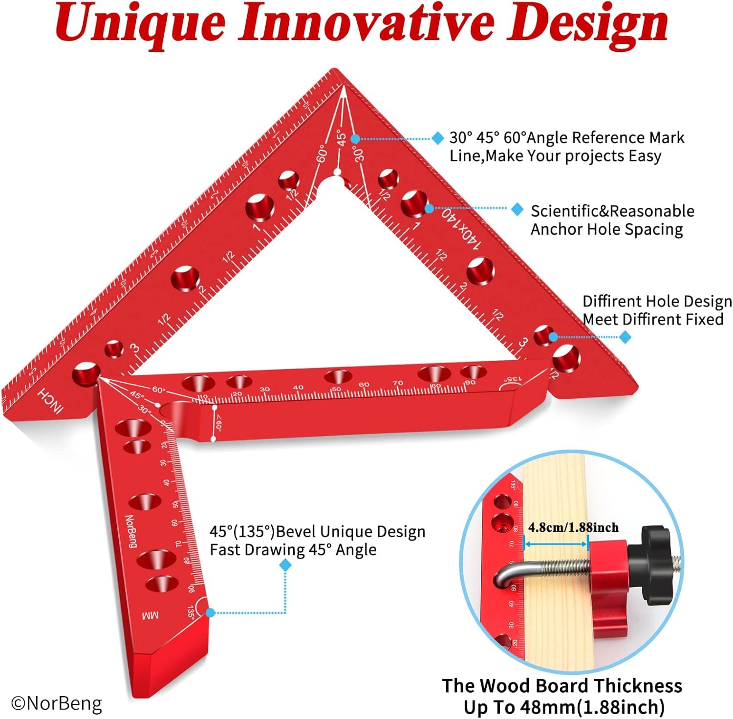 Serre Joint Angle à 90 Degrés,Pince à angle droit,Presses d'angles en d'aluminium,Fixation à Angle Droit, Outils de Travail du Bois Pour Armoires,Cadre Photo,Tiroirs- 2 Ensembles (14 cm/5,5") Rouge