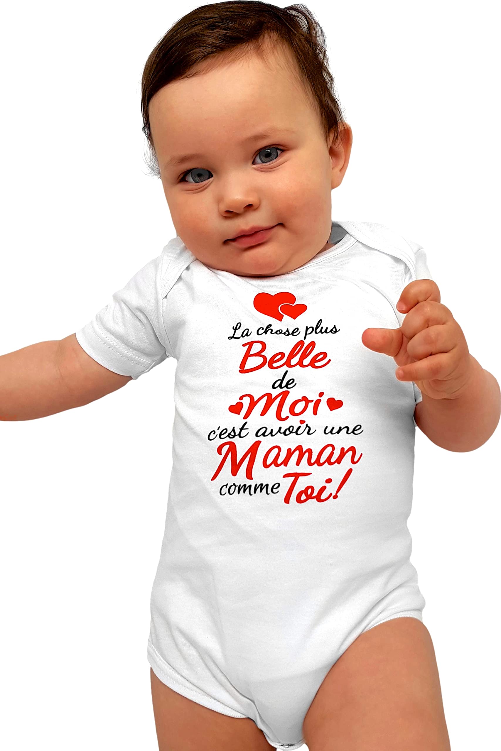 Corredino Neonato body nouveau né avec phrase La chose plus belle de moi c’est avoir une maman comme toi en coton manche courte - idée cadeau naissance - fête des mères - date d’anniversaire