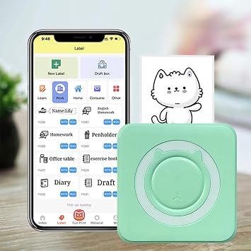 Portable Thermal Printer,Pocket Thermal Printer,Wireless Inkless Printer | Thermal USB Charging Label Maker Printer,Sticker Maker Machine Compatible Laptop