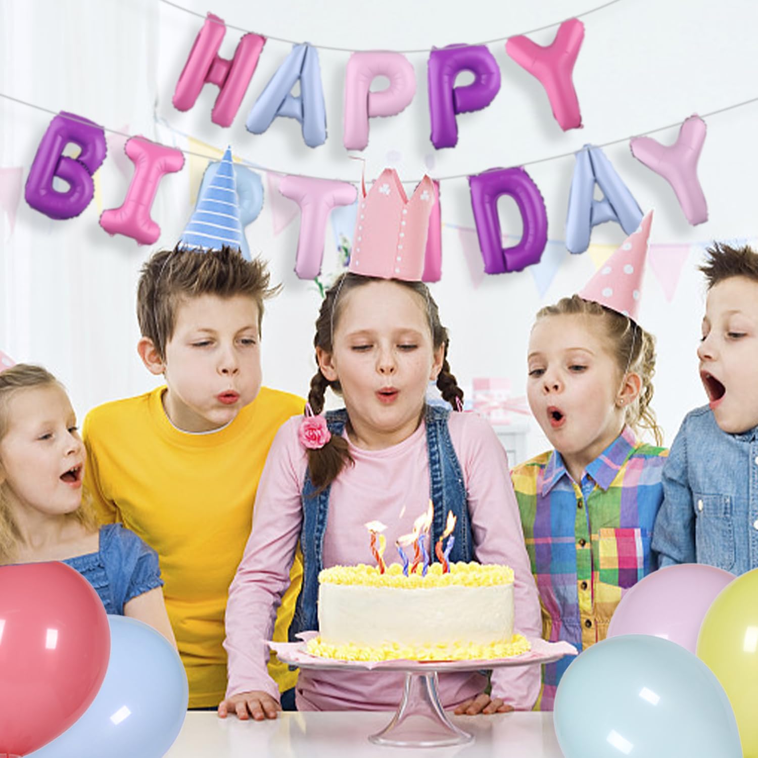 Image secondaire de Bannière 10e anniversaire 2 ballons d'amour 10 ballons ronds Happy Birthday Ballons Décoration de fête d'anniversaire