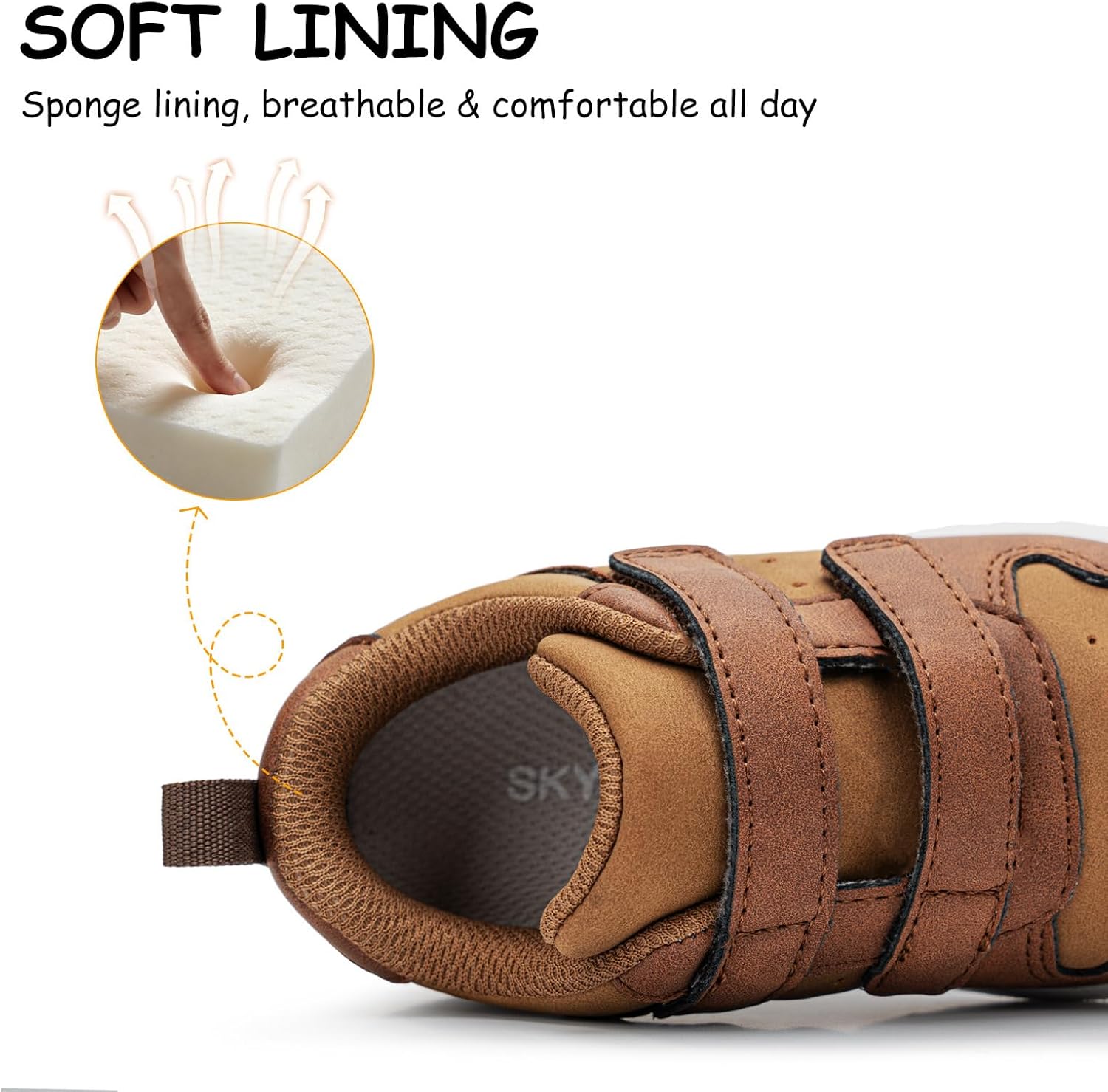 SKYWHEEL Toddler Boy Shoes Casual Sneakers with 2 Hook and Loop Wide Opening Easy On and Off Lightweight Soft Non-Slip Outsole Zero Drop Barefoot Shoes for Toddlers Running Walking School All Season - Image 6