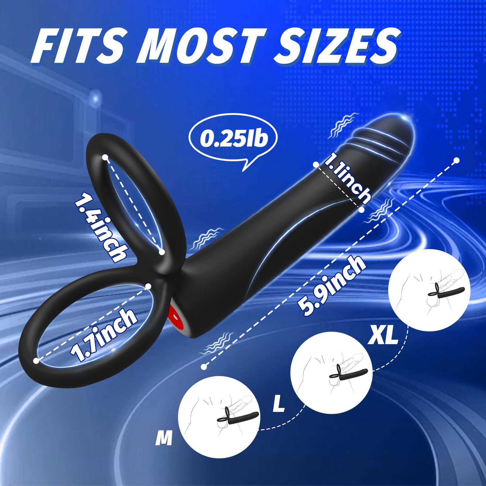 Anal Dildo Vibrator Sex Toys for Men, Strap-On Dildo Butt Plug with Vibrating Cock Ring, Male Penis Vibrator with 10 Vibration Modes, Double Penetration Pleasure for Men and Couples Adult Sex Toys: Black