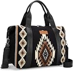 Wrangler Duffel Bag for Women Large Travel Weekender Bag Designer Tapestry Carry On Bags, Black WG174-5110BK