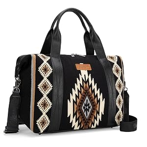 Wrangler Duffel Bag for Women Large Travel Weekender Bag Designer Tapestry Carry On Bags Black
