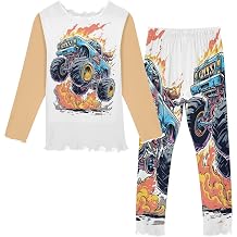 Pajama Sets Onster Truck Fire Sleepwear Long Sleeve 2 Piece Pjs Set 2T