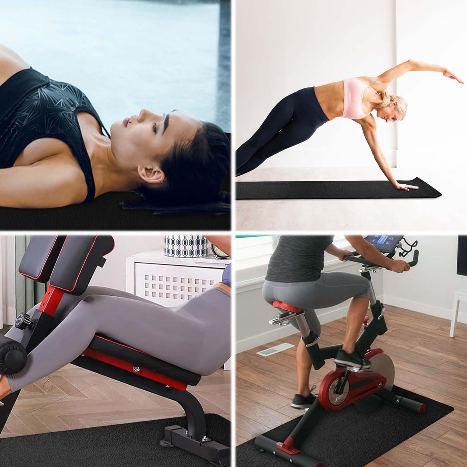 2 pezzi Tappetino di protezione per pavimenti, Tappetino antiscivolo e ammortizzante, Tappetino per tapis roulant, spessore 0,6 cm, adatto per tapis roulant, tappetino fitness insonorizzato