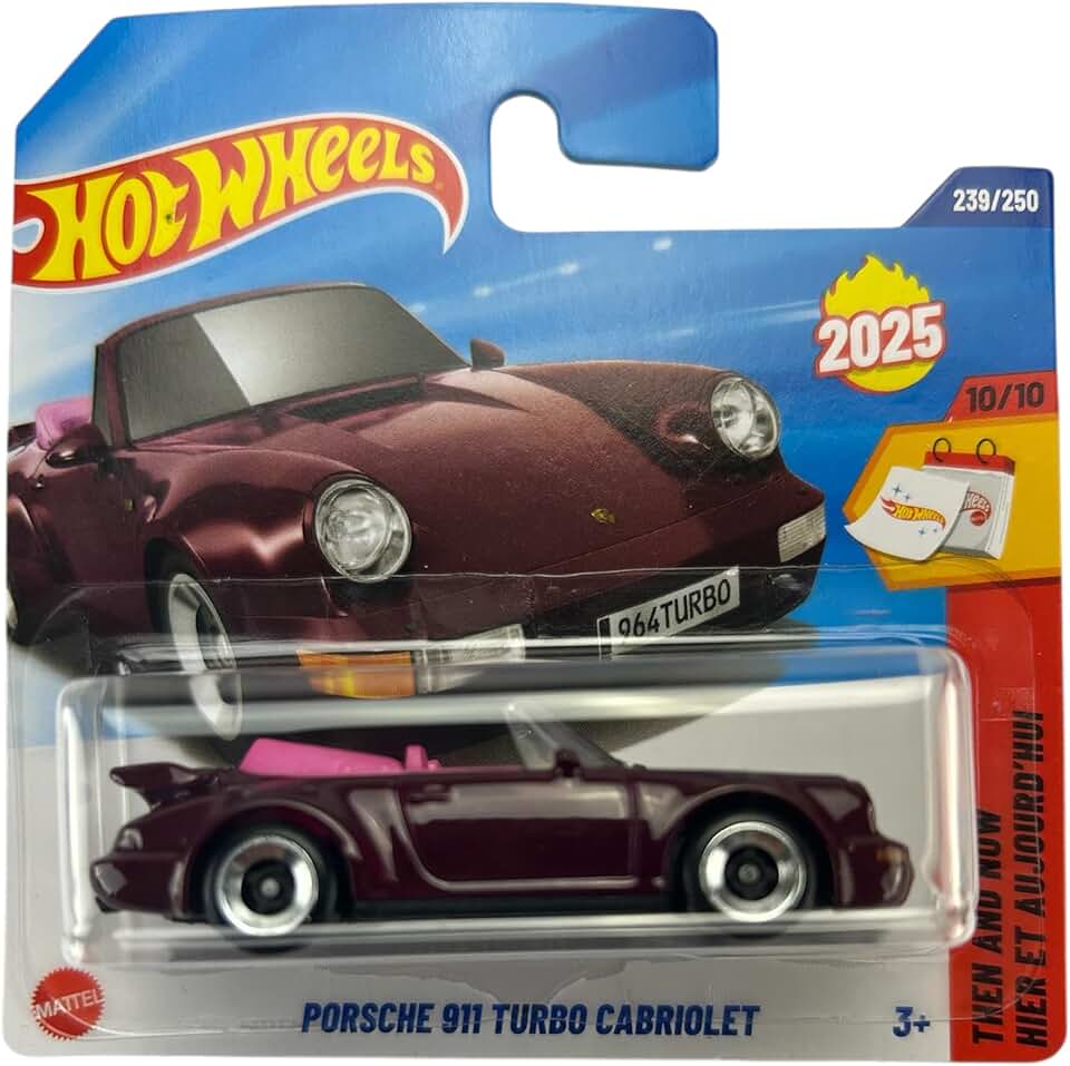Hot Wheels Porsche 911 Turbo Cabriolet (964) Bordeaux HYW37 - Licensed Porsche Model - Then and Now 2025 - 1:64