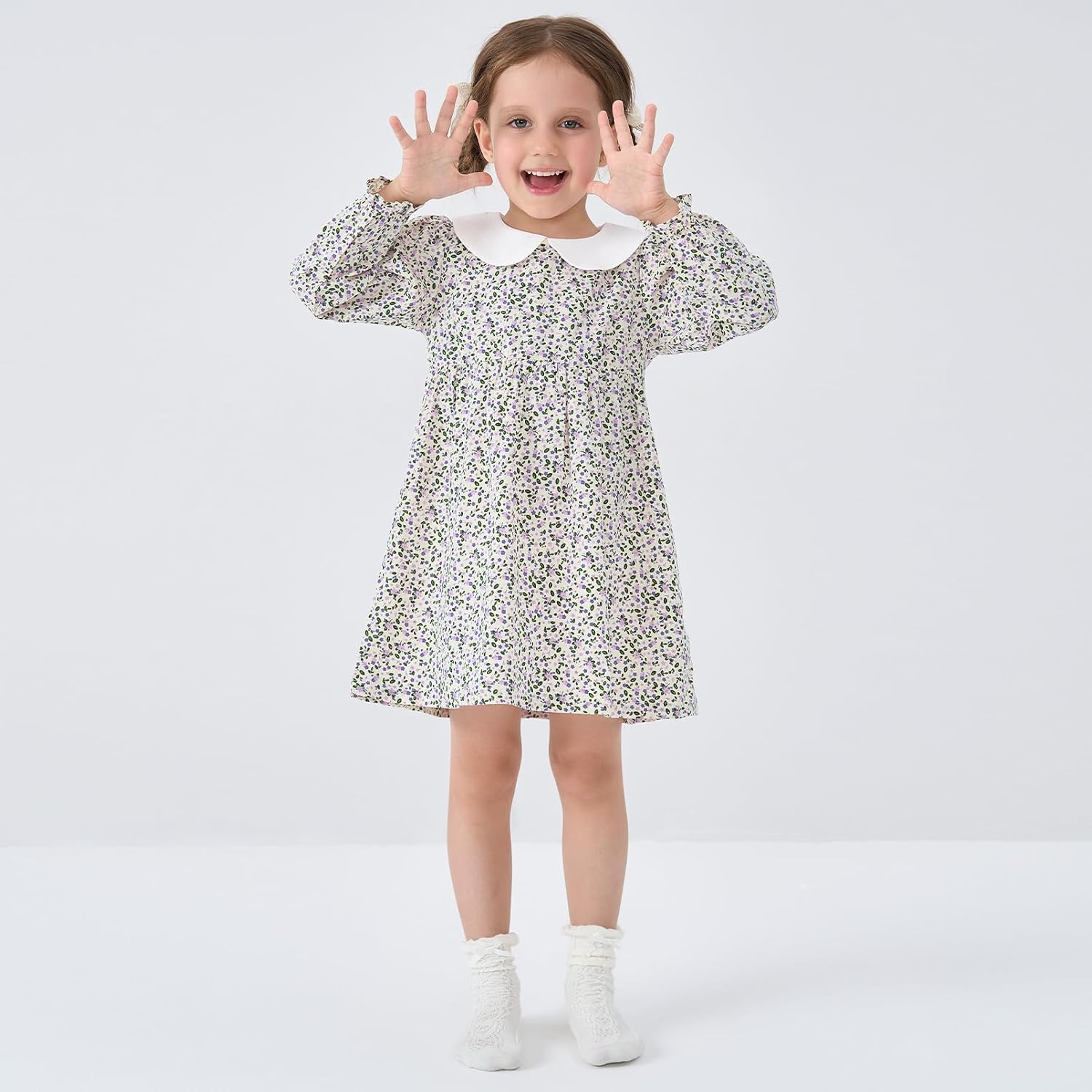 pureborn Baby Toddler Girl Dress Short and Long Sleeve Cotton Playwear Dresses 0-5T