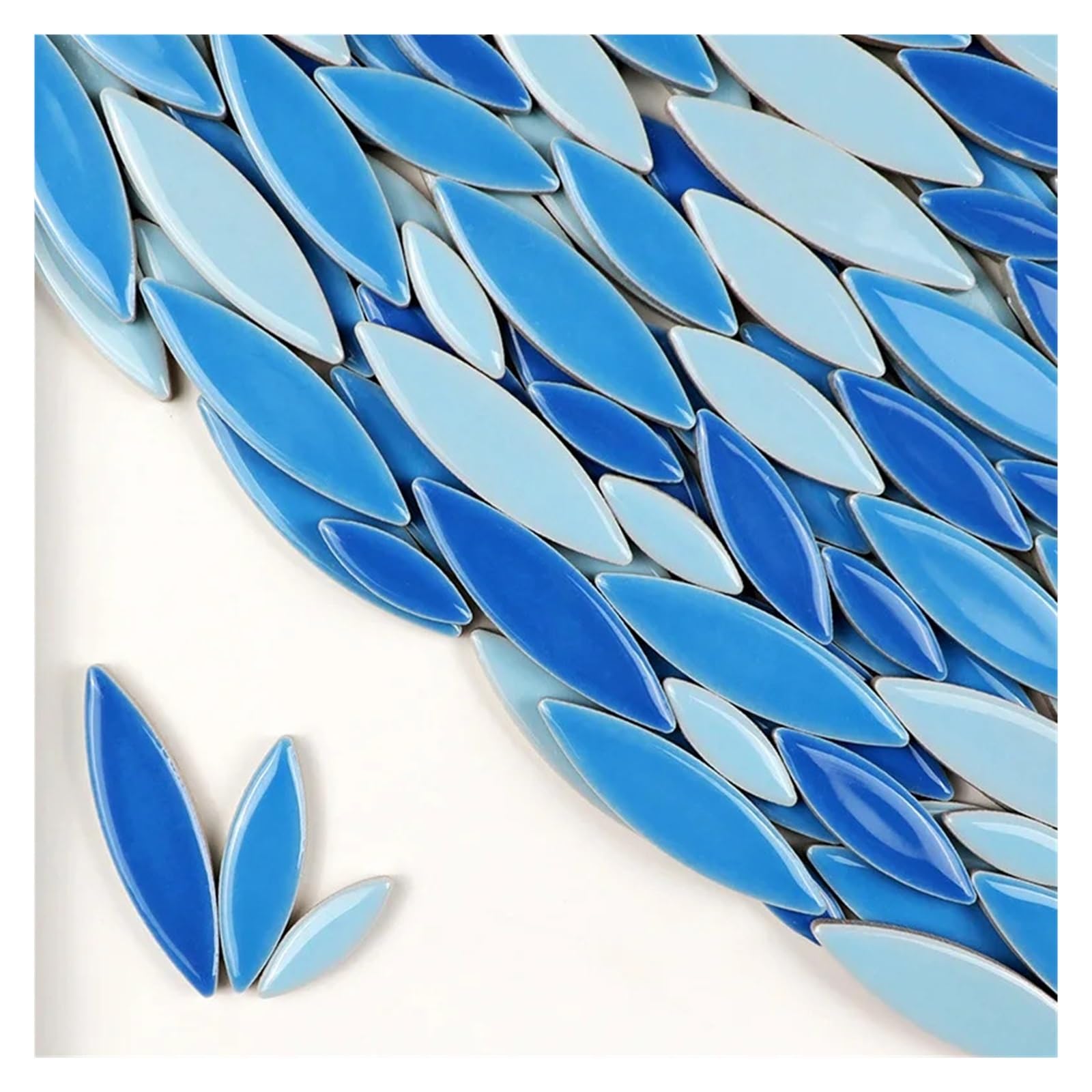 Mosaic Tiles 200g Willow Leaves Mosaic Tiles Porcelain Leaf-Shape Tile 3 Sizes Mix Multi Color DIY Making Stones for Craft Arts Decor