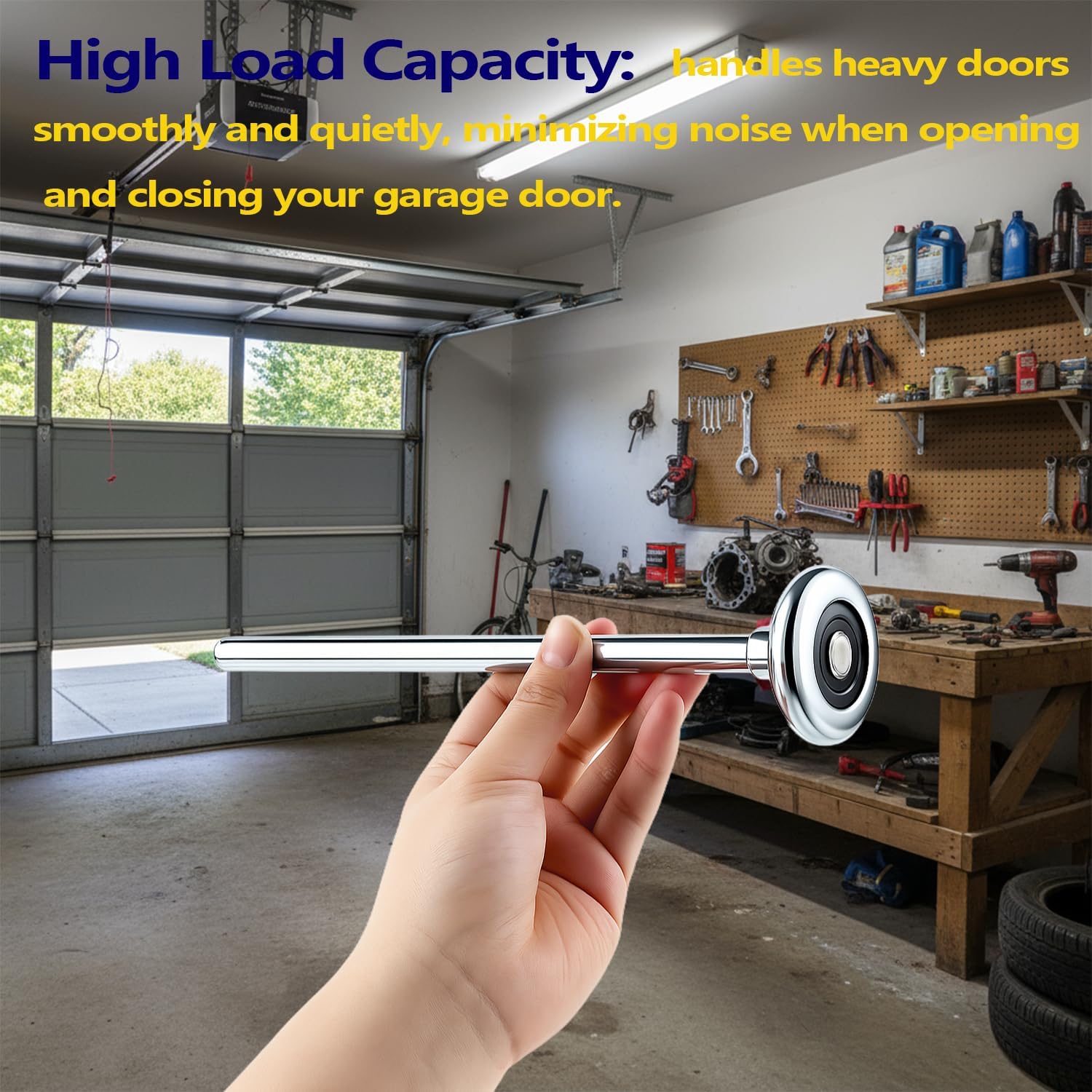 10-Pack 9" Long Stem Steel Garage Door Rollers - Commercial Grade Heavy Duty Replacement for 2" Track - Quiet 10-Ball Precision Bearings, Anti-Shake & High Load Capacity