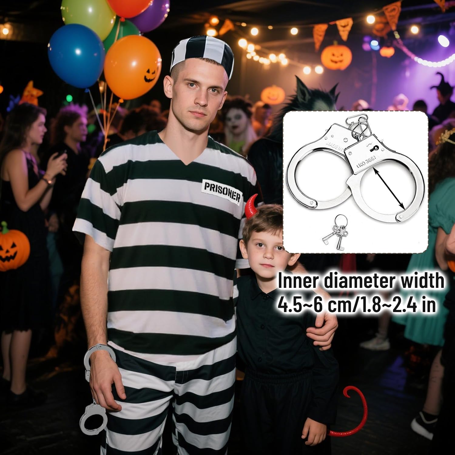 6Pcs Prisoner Costume Men Black White Striped Jail Inmate Costume Prison Outfit Halloween Convict Cosplay Uniform - Image 3