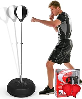 INNOLIFE Fitness Reflex Bag, Boxing Bag for Adults and Teens | Speed Ball Standing Punching Bag with Gloves,59IN Great for MMA Training