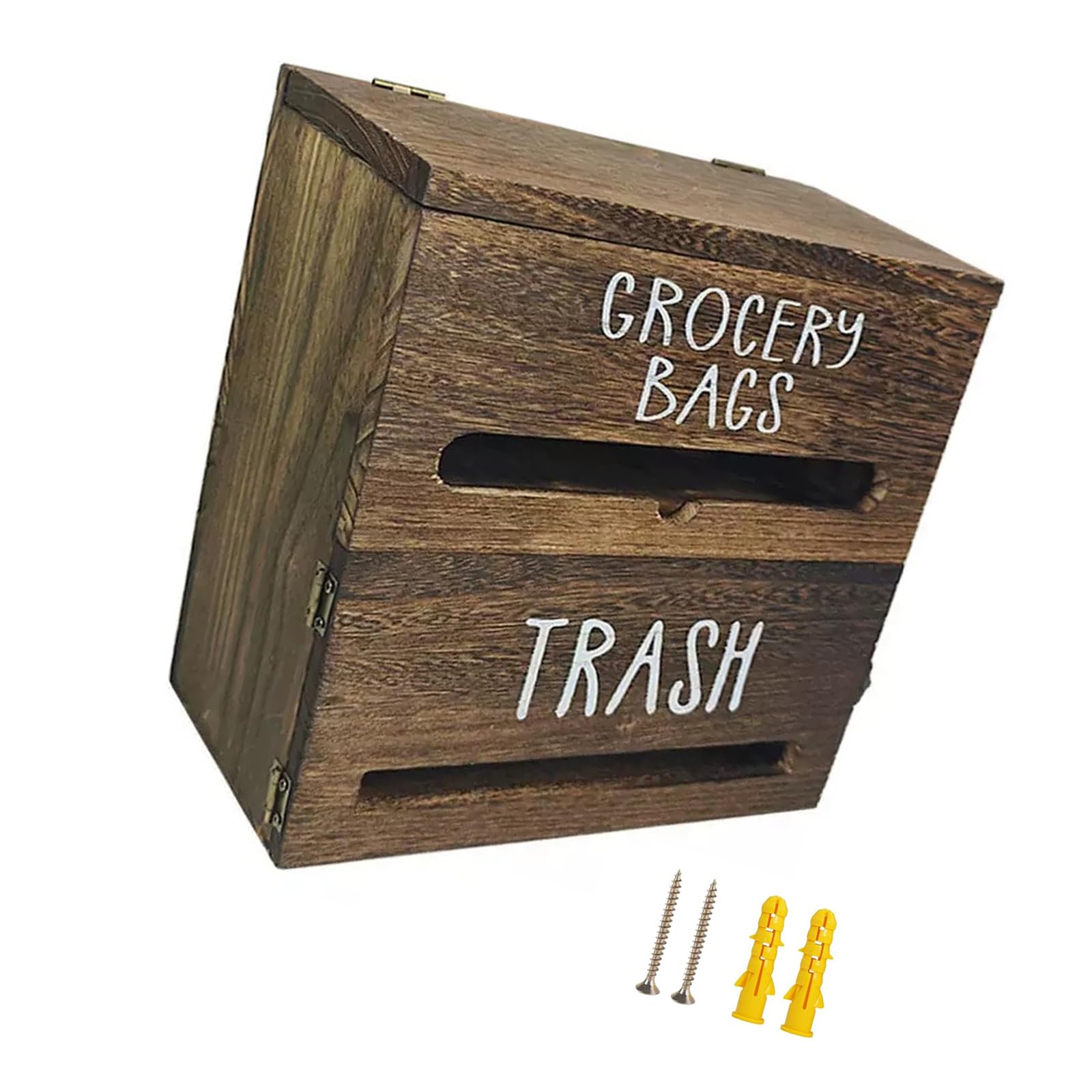 Xinsheinelry Sturdy Wooden Waste Bag Dispenser with Double Storage and Wall Mounting Feature Multipurpose Bag Planner
