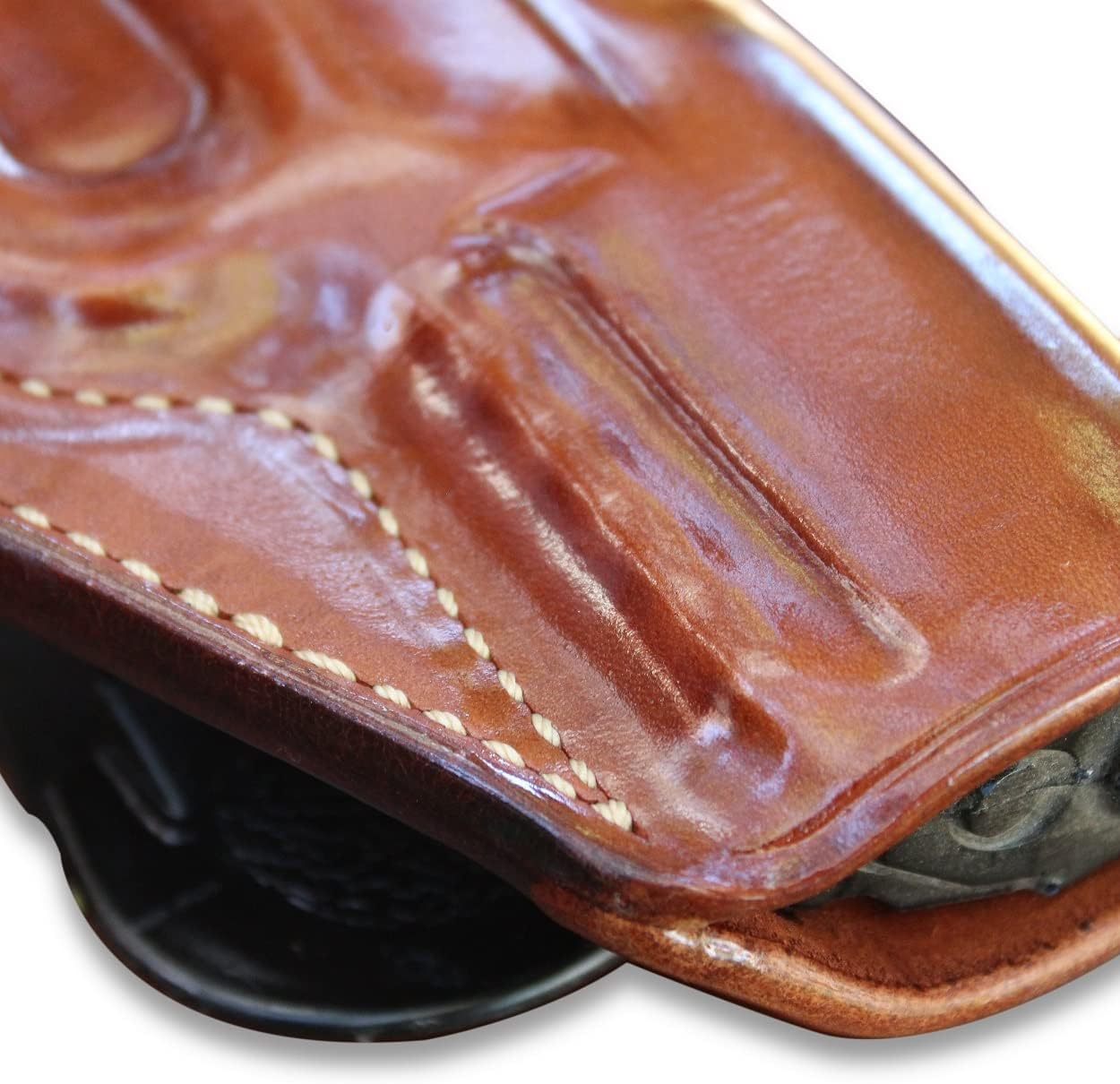 Premium Leather OWB Paddle Holster with Open Top Fits, Walther PDP Compact 9mm 4", Right Hand Draw, Brown Color #1607#
