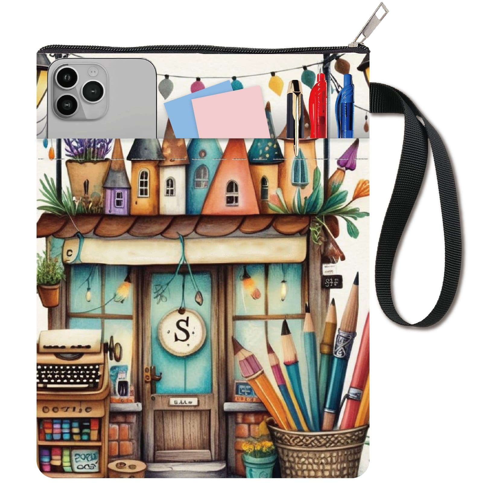 CRASPIRE Book Sleeve Washable Pouch Hardcover Covers with Zipper Pocket Handle Waterproof 11.02 X 8.66 Inch Double Side House Soft Paperbacks Bag for Notebook Journal Textbooks Bookish Book Lovers — image 1
