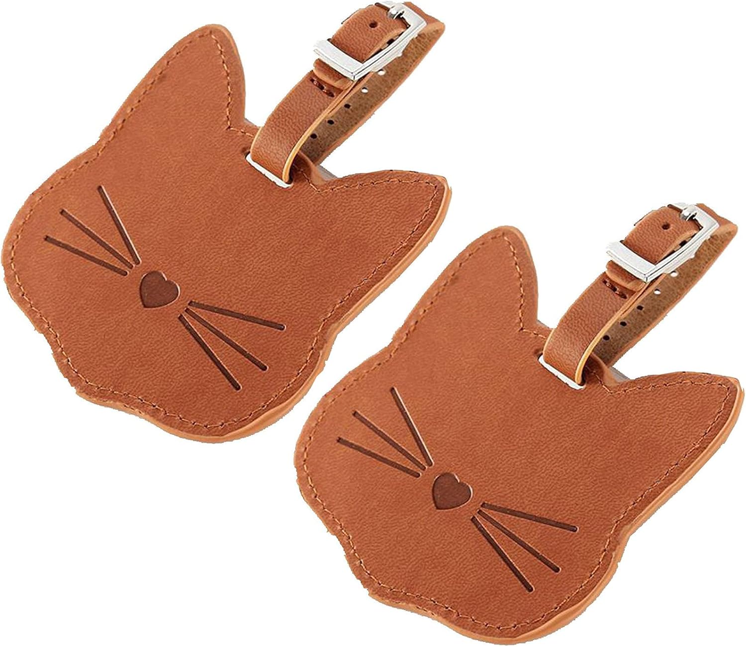 2 Pack Luggage Tags, Premium PU Leahter Luggage Tags ID Label Travel Suitcase Backpack Tags Cute Cat Shape,Black : Clothing, Shoes & Jewelry