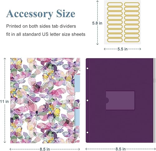 Miniatura 3 de 3 Ring Binder, 2 Inches Round Ring Binder with Clipboard, Dividers Tabs, PVC Zipper Bag Sleeves & to Do List Planners for Women, Men, School, Office