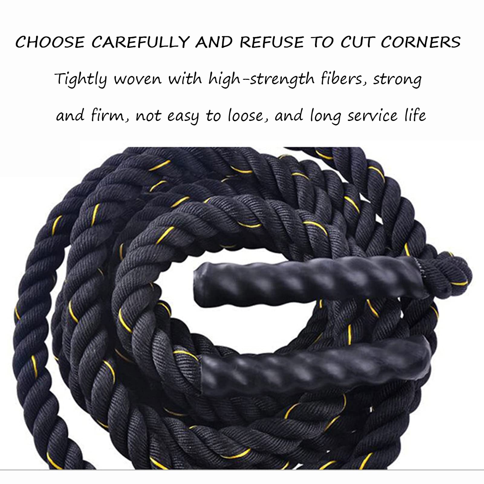 9m/12m/15m Battle Rope, 38mm Dick, Gewichtetes Gymnastikseil In Premium-Qualität für Ganzkörpertraining Power Training Verbessern Sie Den Kraftaufbau Muskel (Size : 15m)