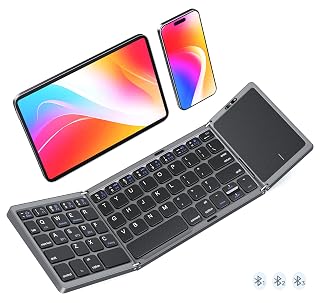 MEETION Foldable Bluetooth Keyboard with Touchpad, Slim Portable, Gray - Amazon product rated Grade B